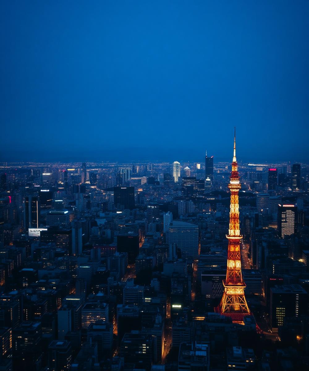 Tokyo skyline at blue hour